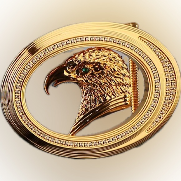 Men’s - Luxury Gold Plated Belt Buckle With High-Glossy Diamonds - Picture 4 of 6